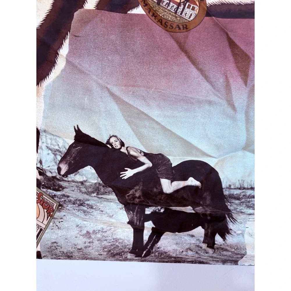 Ralph Lauren Silk Scarf Safari Zebra Lion Elephant Vintage Travel Collage Italy